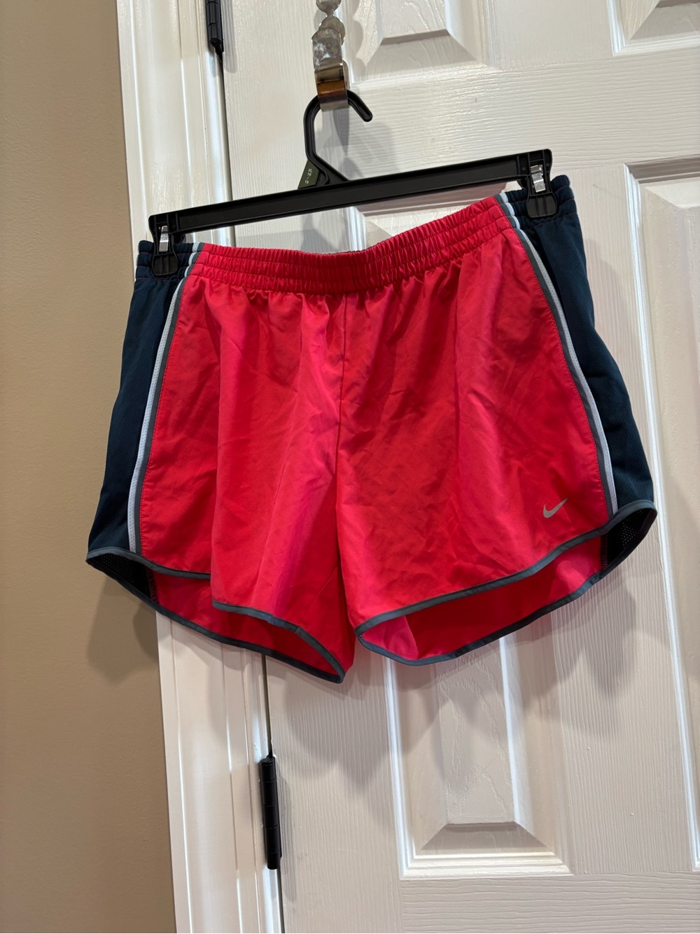 Nike Women's Hot Pink Running Shorts with Navy Panels